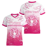 Personalized Sakura Marianas Women V-Neck T-Shirt CNMI Seal