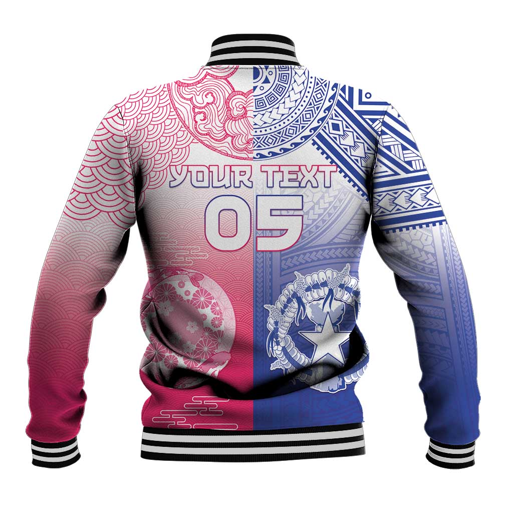 Custom Northern Mariana Islands And Japan Together Baseball Jacket LT05 - Polynesian Pride