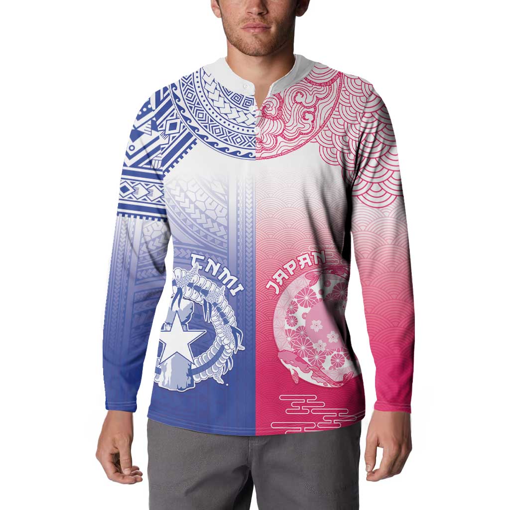 Custom Northern Mariana Islands And Japan Together Button Sweatshirt