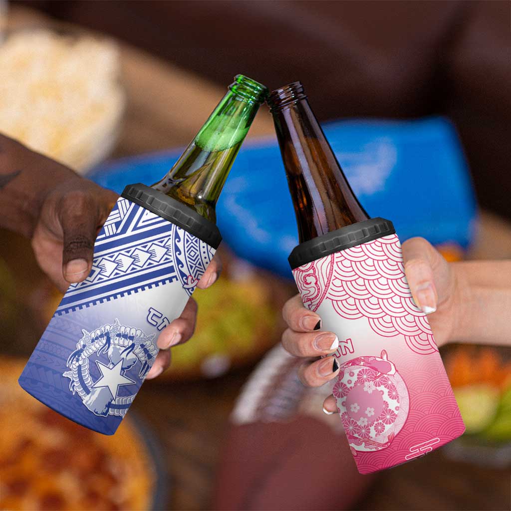 Custom Northern Mariana Islands And Japan Together 4 in 1 Can Cooler Tumbler