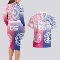 Custom Northern Mariana Islands And Japan Together Couples Matching Long Sleeve Bodycon Dress and Hawaiian Shirt