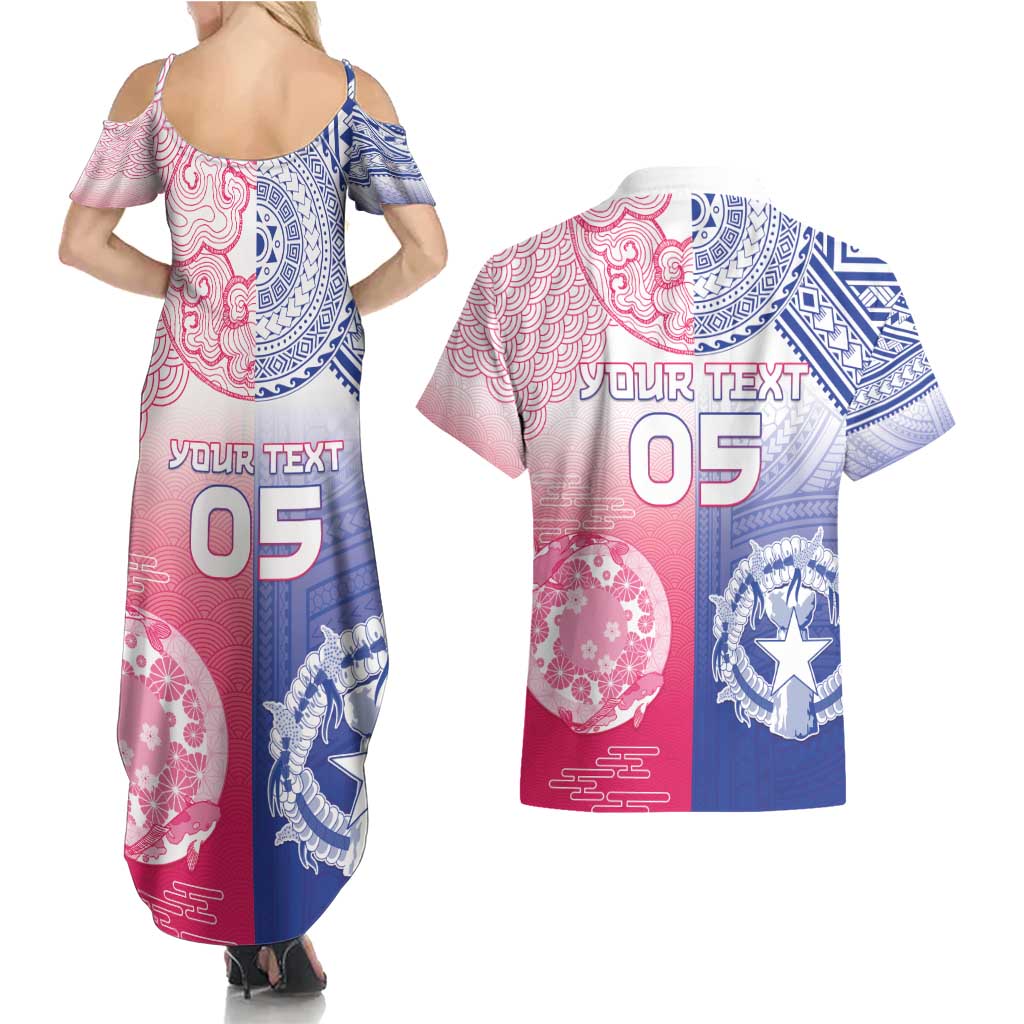 Custom Northern Mariana Islands And Japan Together Couples Matching Summer Maxi Dress and Hawaiian Shirt