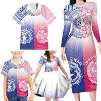 Custom Northern Mariana Islands And Japan Together Family Matching Long Sleeve Bodycon Dress and Hawaiian Shirt
