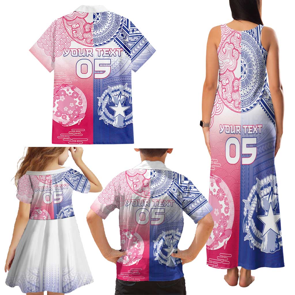 Custom Northern Mariana Islands And Japan Together Family Matching Tank Maxi Dress and Hawaiian Shirt