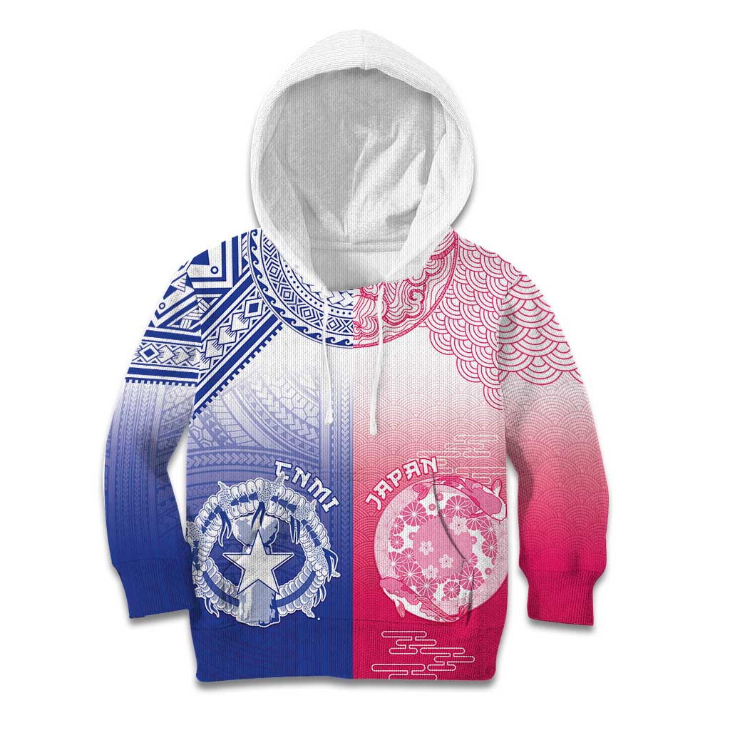 Custom Northern Mariana Islands And Japan Together Kid Hoodie