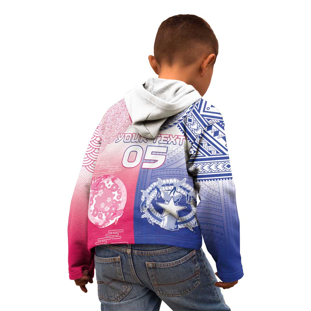 Custom Northern Mariana Islands And Japan Together Kid Hoodie
