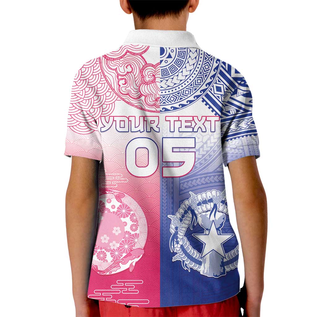 Custom Northern Mariana Islands And Japan Together Kid Polo Shirt