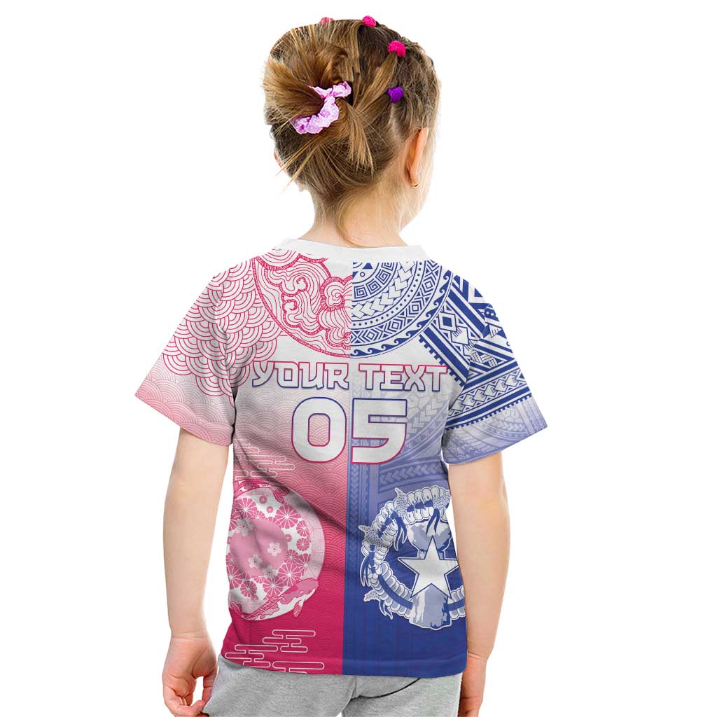 Custom Northern Mariana Islands And Japan Together Kid T Shirt