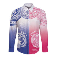 Custom Northern Mariana Islands And Japan Together Long Sleeve Button Shirt