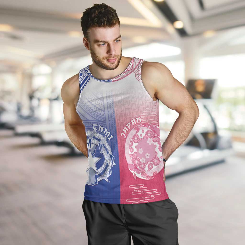 Custom Northern Mariana Islands And Japan Together Men Tank Top