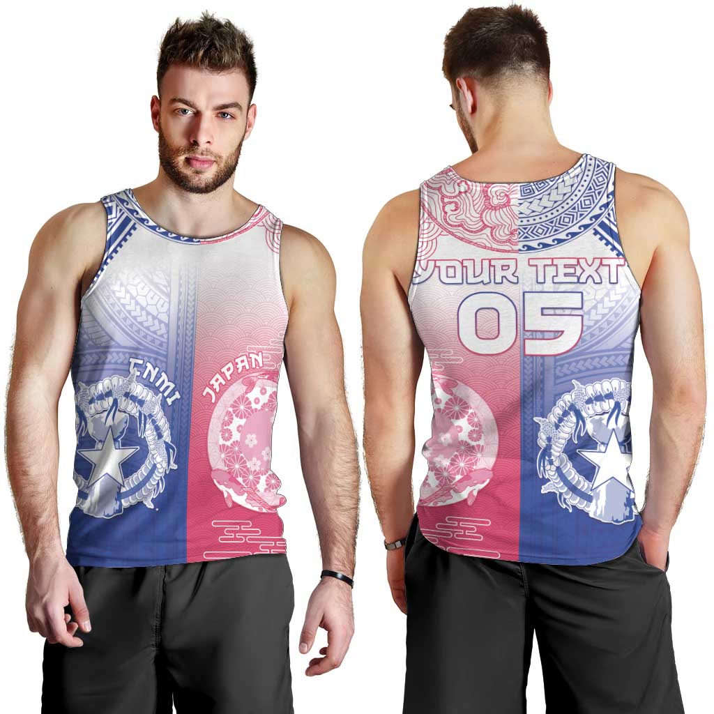 Custom Northern Mariana Islands And Japan Together Men Tank Top
