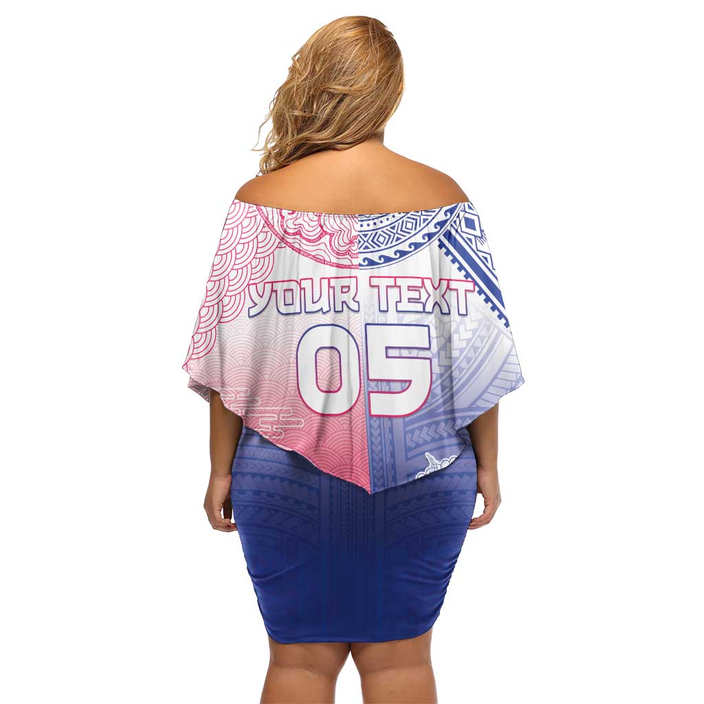 Custom Northern Mariana Islands And Japan Together Off Shoulder Short Dress