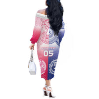 Custom Northern Mariana Islands And Japan Together Off The Shoulder Long Sleeve Dress