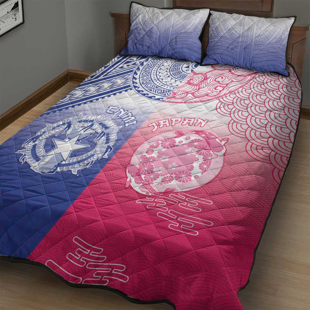 Northern Mariana Islands And Japan Together Quilt Bed Set