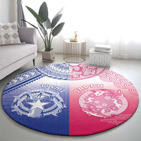 Northern Mariana Islands And Japan Together Round Carpet