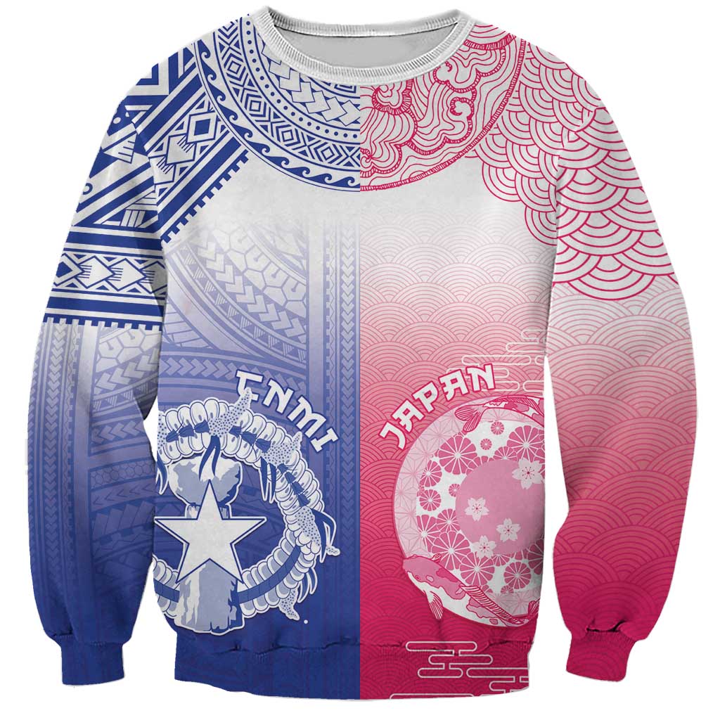 Custom Northern Mariana Islands And Japan Together Sweatshirt