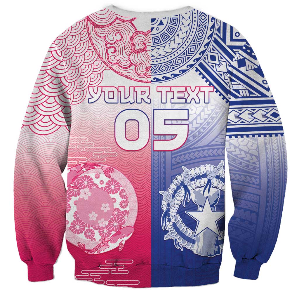 Custom Northern Mariana Islands And Japan Together Sweatshirt