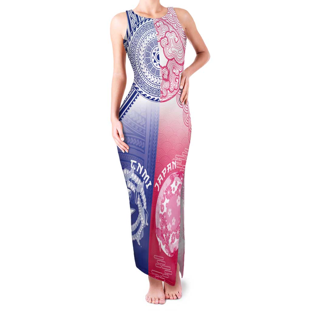 Custom Northern Mariana Islands And Japan Together Tank Maxi Dress