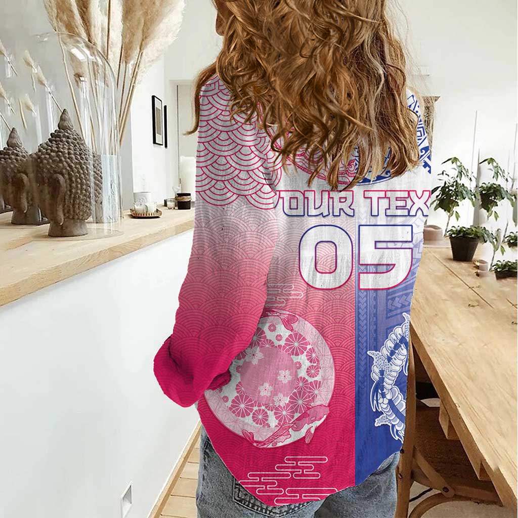 Custom Northern Mariana Islands And Japan Together Women Casual Shirt