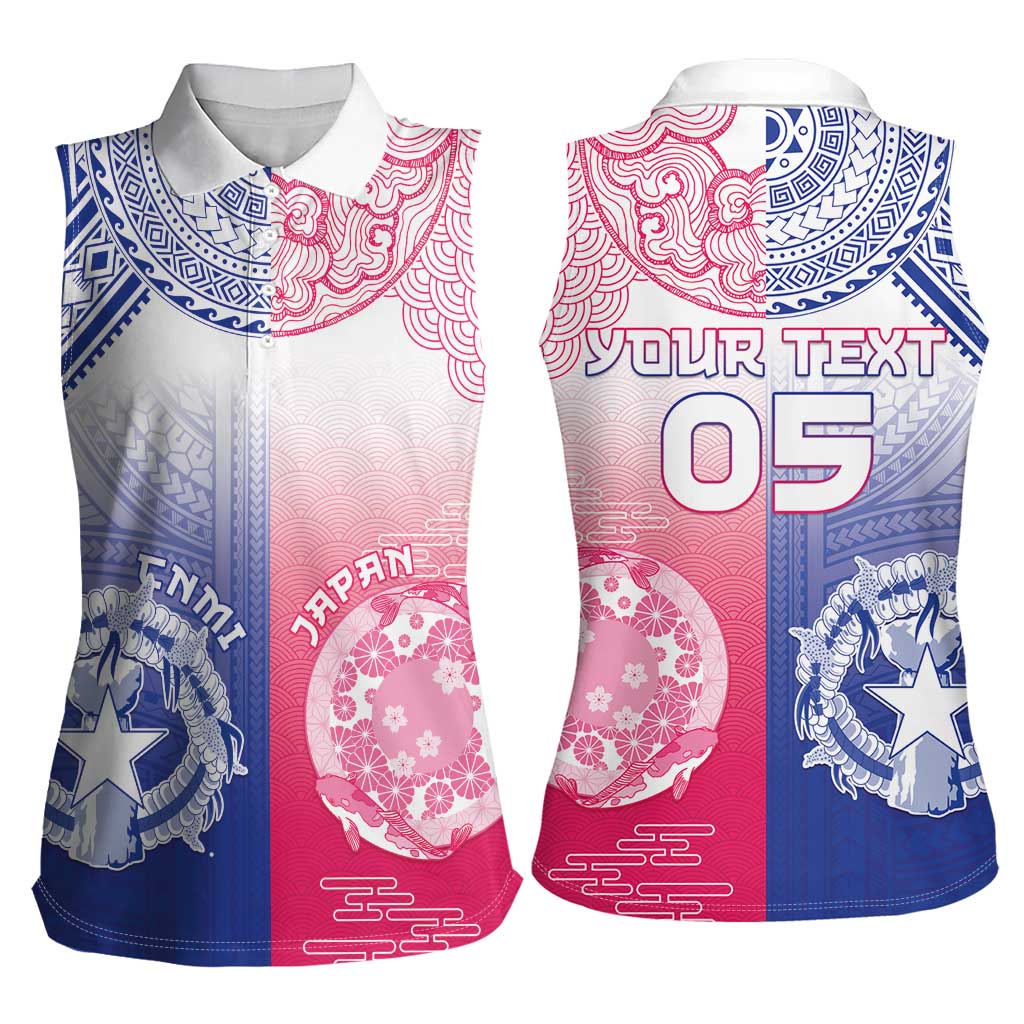 Custom Northern Mariana Islands And Japan Together Women Sleeveless Polo Shirt
