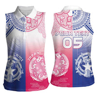 Custom Northern Mariana Islands And Japan Together Women Sleeveless Polo Shirt