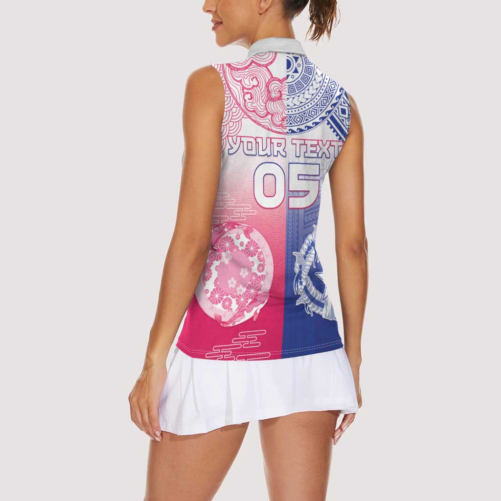 Custom Northern Mariana Islands And Japan Together Women Sleeveless Polo Shirt