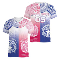 Custom Northern Mariana Islands And Japan Together Women V-Neck T-Shirt