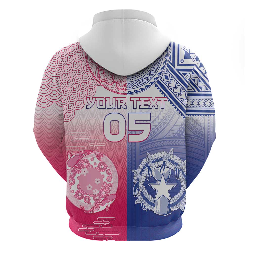 Custom Northern Mariana Islands And Japan Together Zip Hoodie