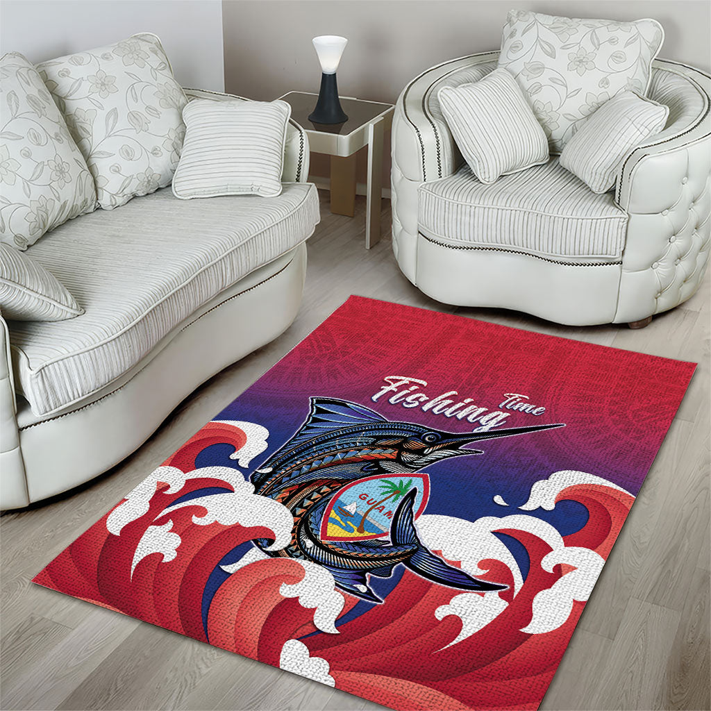 Guam Blue Marlin Fishing Area Rug Polynesian Style LT05 - Polynesian Pride