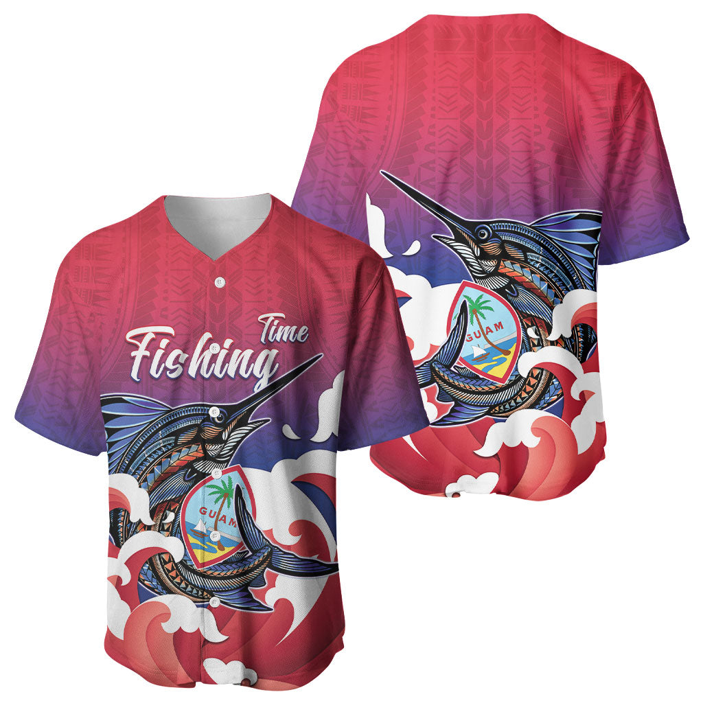 Guam Blue Marlin Fishing Baseball Jersey Polynesian Style LT05 - Polynesian Pride