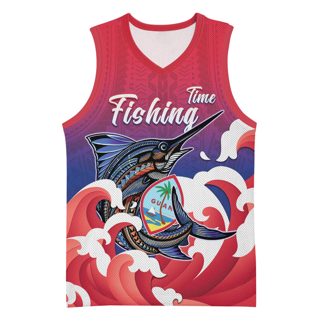 Guam Blue Marlin Fishing Basketball Jersey Polynesian Style LT05 Unisex Red - Polynesian Pride