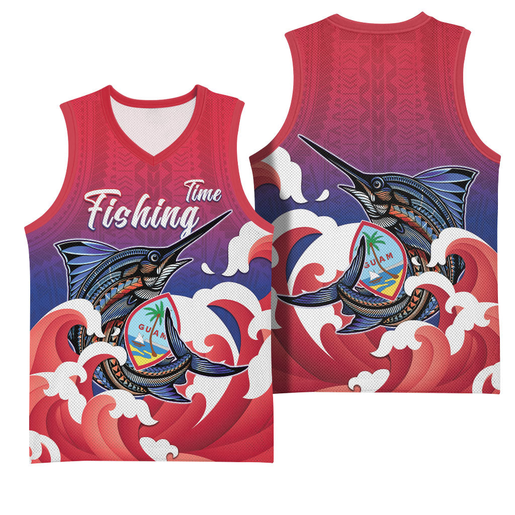 Guam Blue Marlin Fishing Basketball Jersey Polynesian Style LT05 - Polynesian Pride