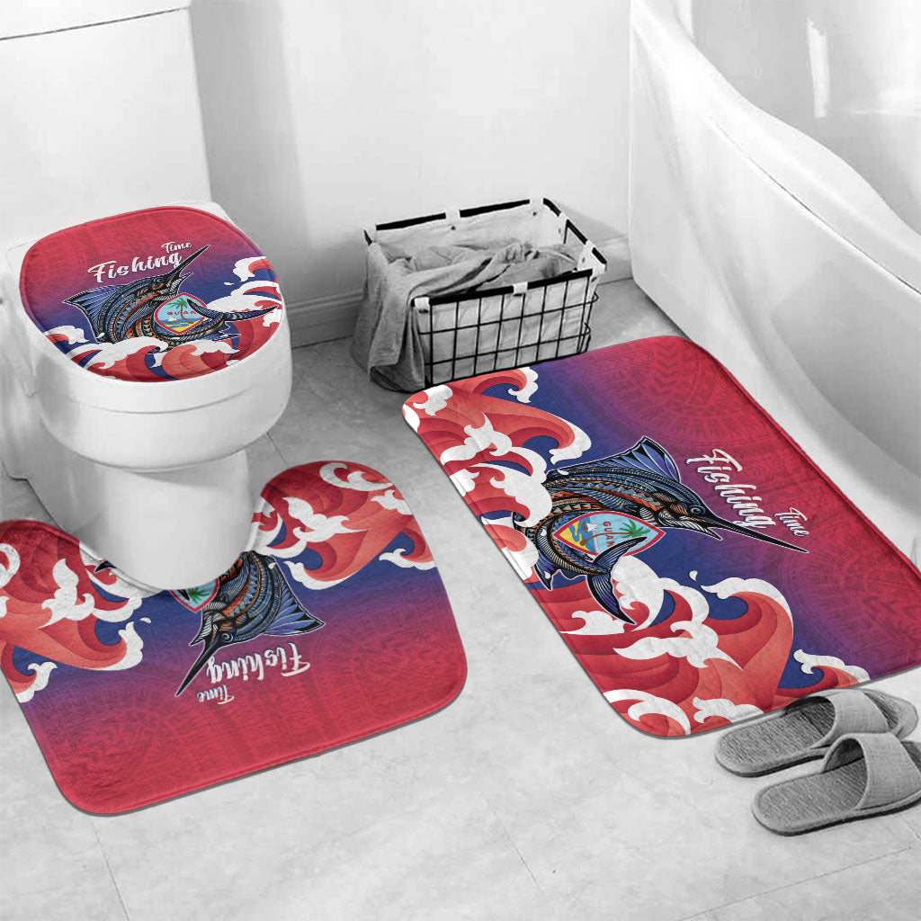 Guam Blue Marlin Fishing Bathroom Set Polynesian Style LT05 Mat Set Only (3 pcs) One Size Red - Polynesian Pride