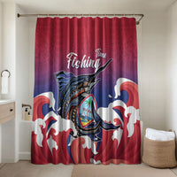 Guam Blue Marlin Fishing Bathroom Set Polynesian Style LT05 Shower Curtain Only Red - Polynesian Pride