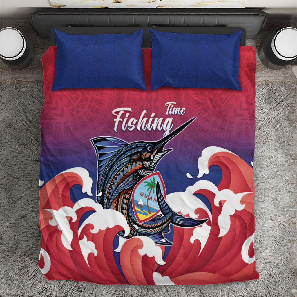 Guam Blue Marlin Fishing Bedding Set Polynesian Style LT05 Red - Polynesian Pride
