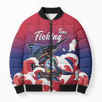 Guam Blue Marlin Fishing Bomber Puffer Jacket Polynesian Style
