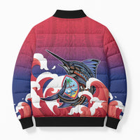 Guam Blue Marlin Fishing Bomber Puffer Jacket Polynesian Style