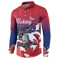 Guam Blue Marlin Fishing Button Sweatshirt Polynesian Style LT05 - Polynesian Pride