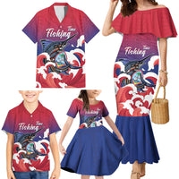 Guam Blue Marlin Fishing Family Matching Mermaid Dress and Hawaiian Shirt Polynesian Style