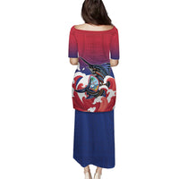 Guam Blue Marlin Fishing Family Matching Puletasi and Hawaiian Shirt Polynesian Style