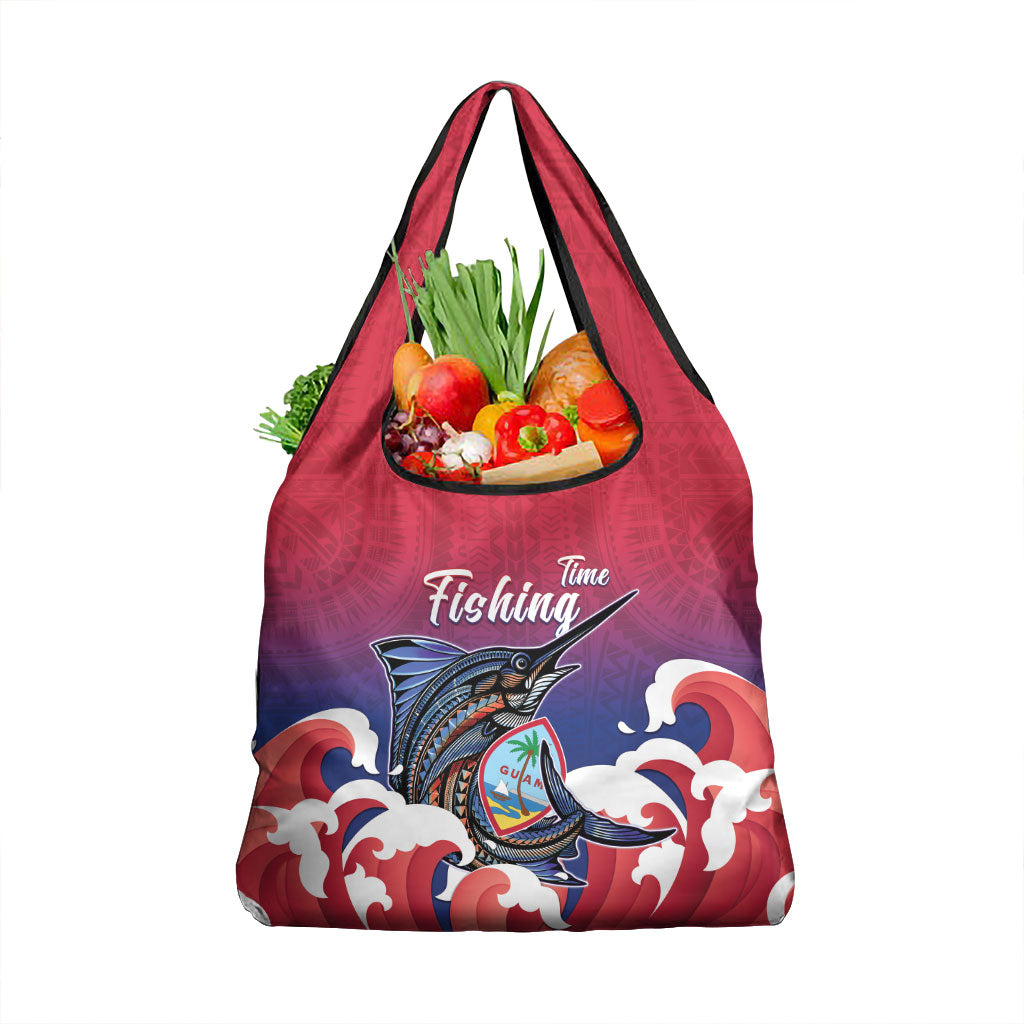 Guam Blue Marlin Fishing Grocery Bag Polynesian Style LT05 1-pack One Size Red - Polynesian Pride