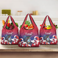 Guam Blue Marlin Fishing Grocery Bag Polynesian Style LT05 3-pack One Size Red - Polynesian Pride