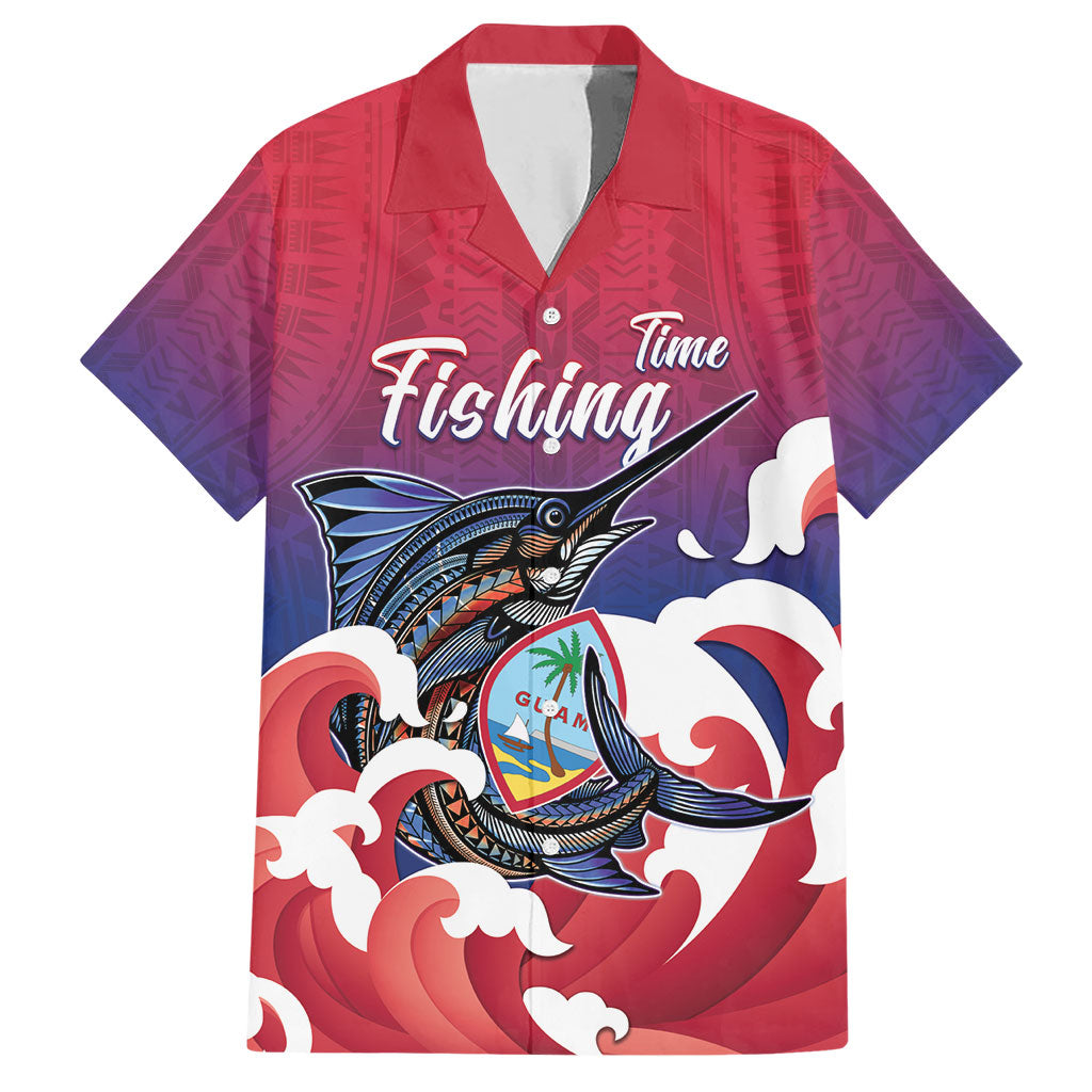 Guam Blue Marlin Fishing Hawaiian Shirt Polynesian Style LT05 Red - Polynesian Pride