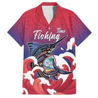 Guam Blue Marlin Fishing Hawaiian Shirt Polynesian Style LT05 Red - Polynesian Pride