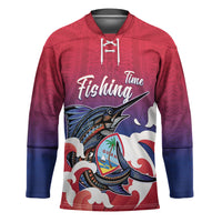 Guam Blue Marlin Fishing Hockey Jersey Polynesian Style LT05 Unisex Red - Polynesian Pride