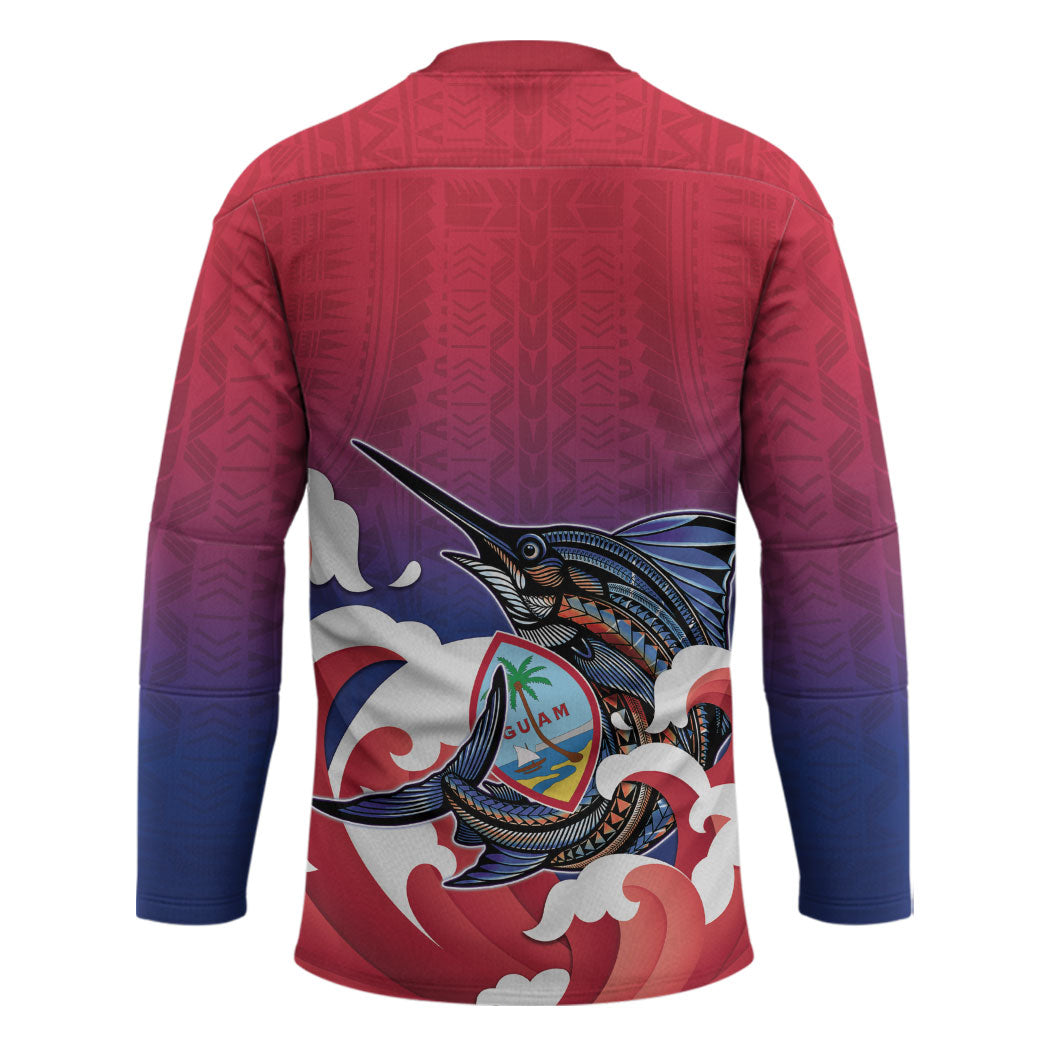 Guam Blue Marlin Fishing Hockey Jersey Polynesian Style LT05 - Polynesian Pride