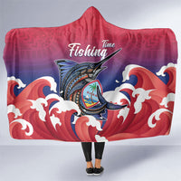 Guam Blue Marlin Fishing Hooded Blanket Polynesian Style LT05 One Size Red - Polynesian Pride
