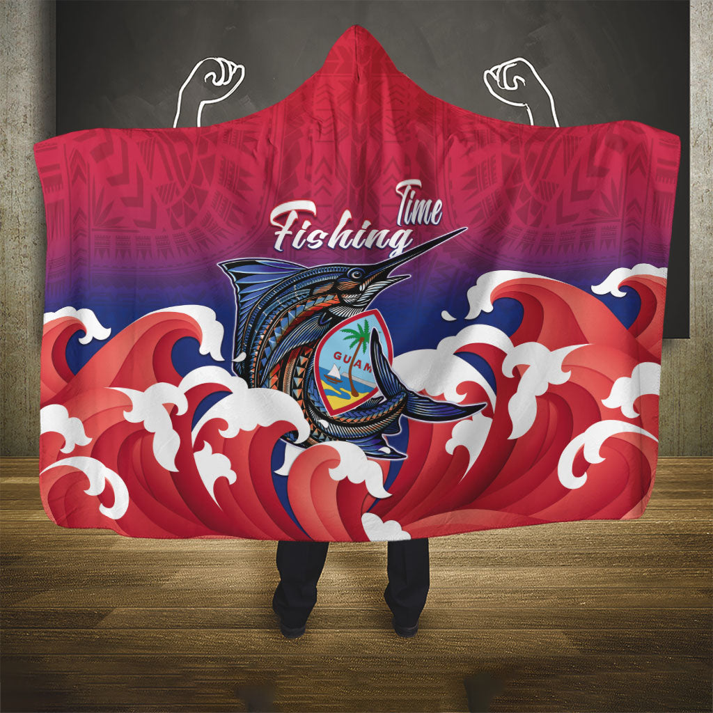 Guam Blue Marlin Fishing Hooded Blanket Polynesian Style LT05 - Polynesian Pride