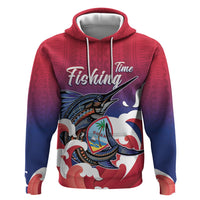 Guam Blue Marlin Fishing Hoodie Polynesian Style LT05 Pullover Hoodie Red - Polynesian Pride
