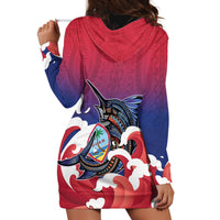 Guam Blue Marlin Fishing Hoodie Dress Polynesian Style LT05 - Polynesian Pride
